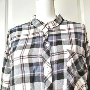 #TimeAndTru 3XG Multi-Color Plaid WOMEN'S Top